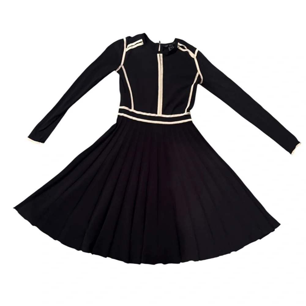 Marc By Marc Jacobs Black & Cream Midi Dress with Pleats | XS - Picture 2 of 6